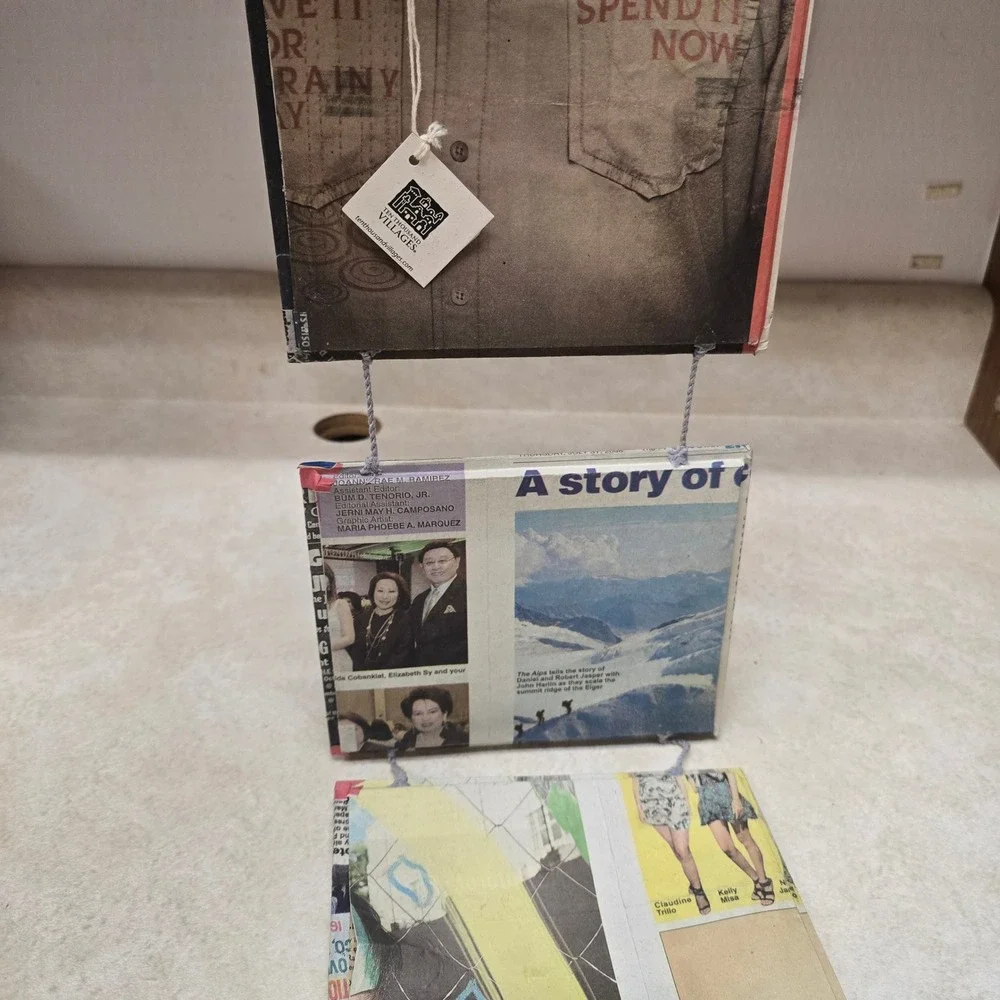 Ten Thousand Villages Recycled Newspaper Triple Hanging Picture Frame Fair Trade